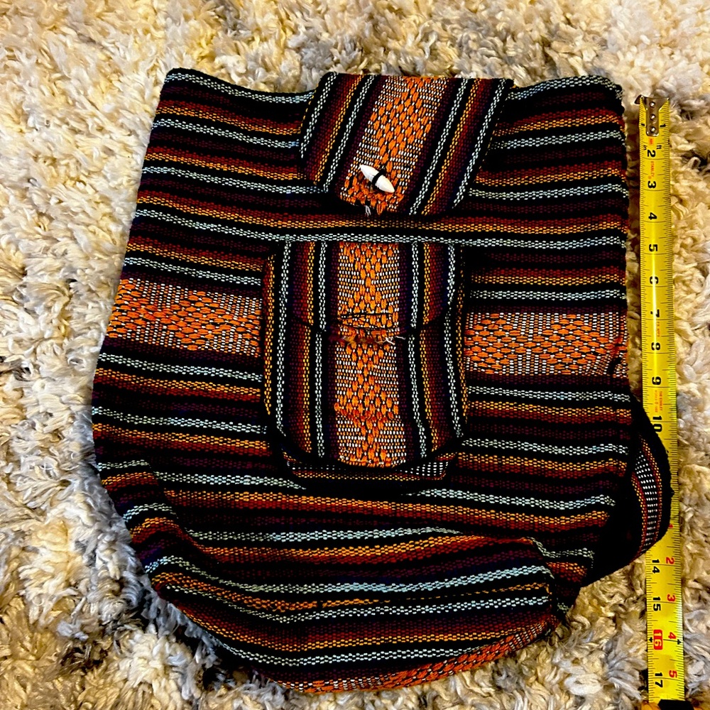 Woven Bohemian Drawstring Backpack - image 1